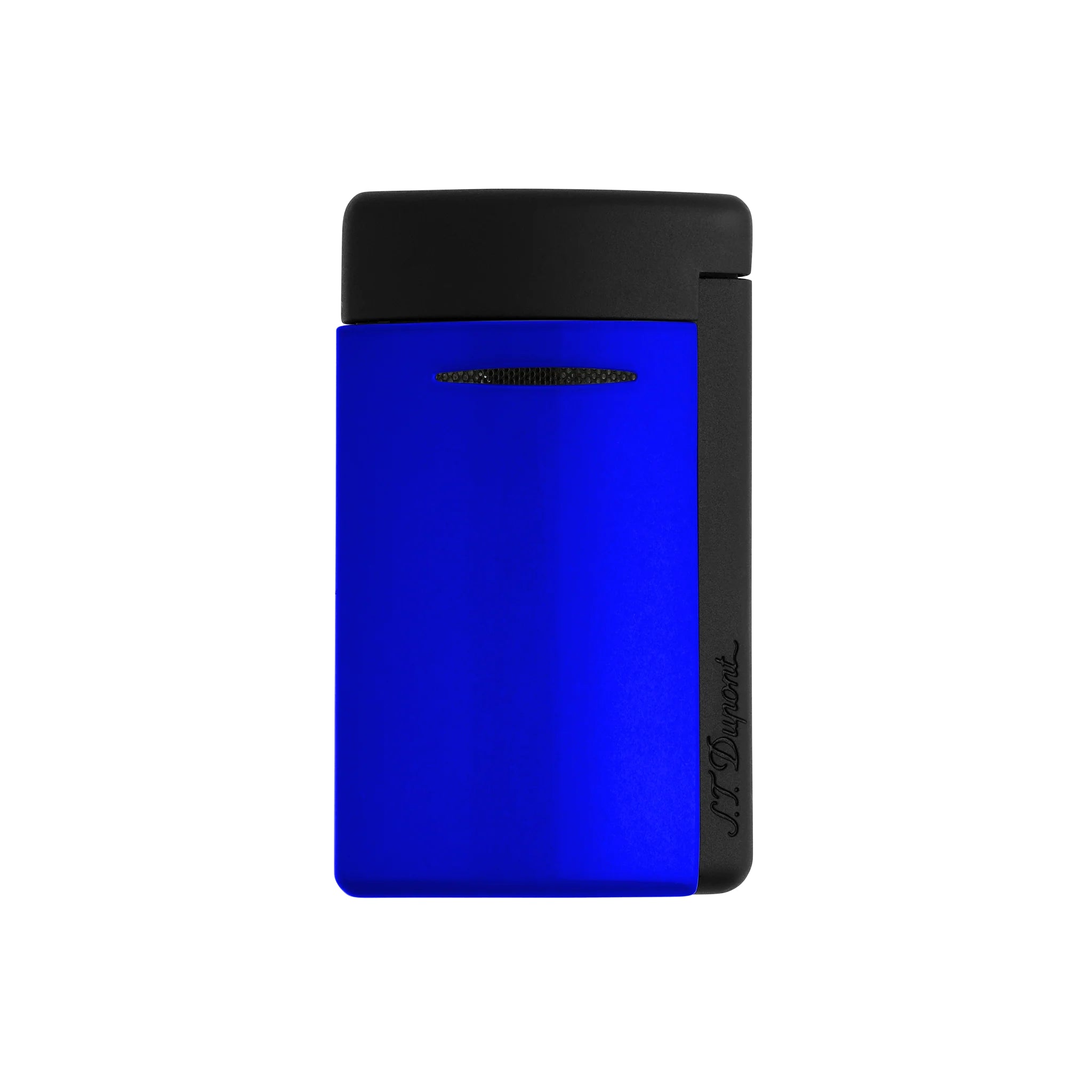 Accendino Uomo Dupont MiniJet Acciaio Nero Opaco Blu Fluo 010871